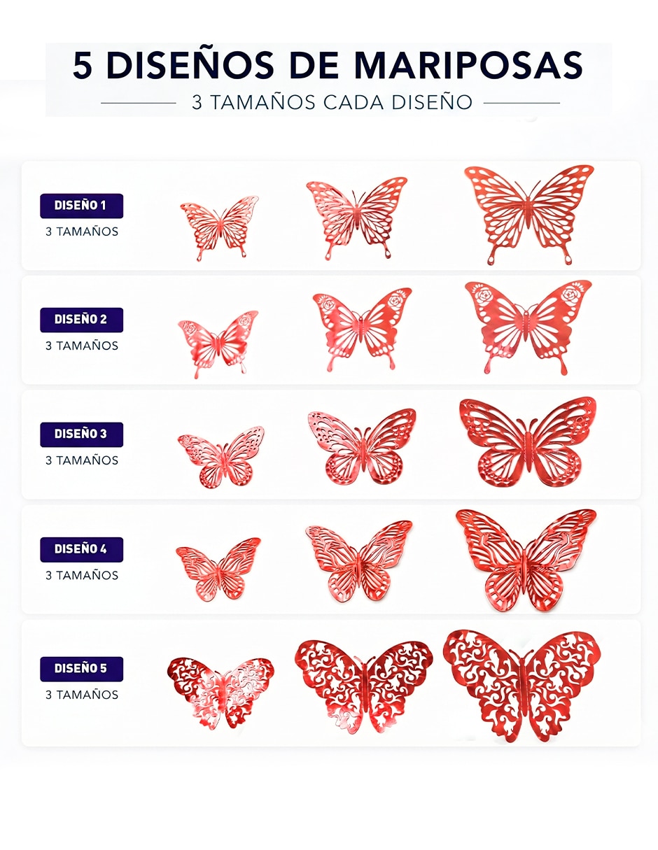 Figura decorativa de mariposa 72 Mariposas Decorativas 3D 6
